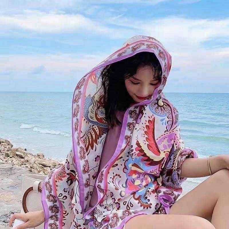 140ผ้าคลุมไหล่ลายพฤกษชาติและเพสลีย์โทนสีม่วงลาเวนเดอร์และชมพูพาสเทล